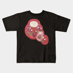 Japanese Matryoshka Doll Nesting Doll Kokeshi Doll Kids T-Shirt